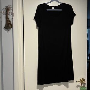 Black, Oversized Short Sleeve Dress
